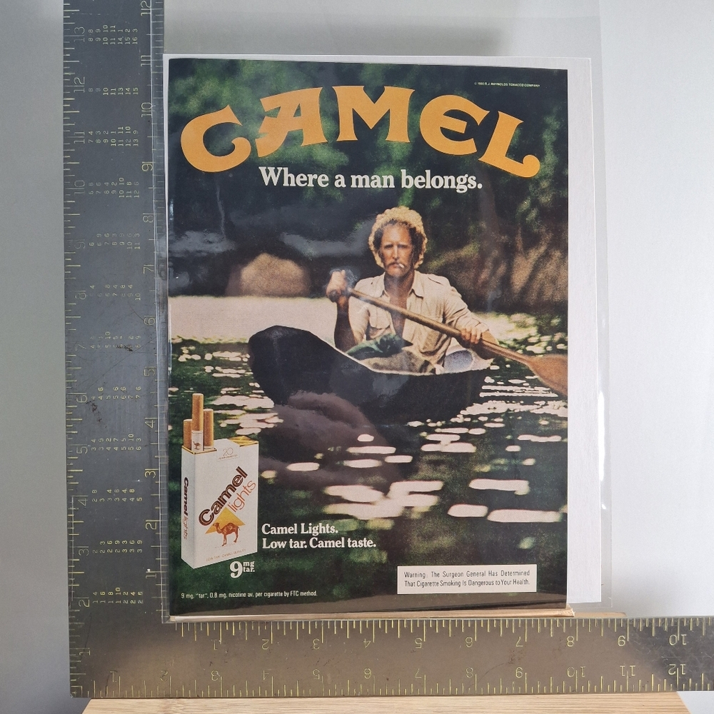 Camel 'Where a man belongs' Vintage Ad Poster - Green & Yellow